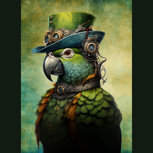 Steampunk Parrot Left Decoupage Tissue - Deborah Bucher Designs