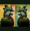 Steampunk Parrot Right & Left Combo Decoupage Tissue - Deborah Bucher Designs