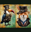 Steampunk Parrot & Fox Combo Decoupage Tissue - Deborah Bucher Designs
