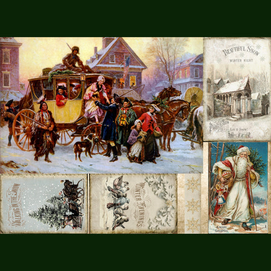 Vintage Christmas Card 3 Decoupage Tissue - Deborah Bucher Designs