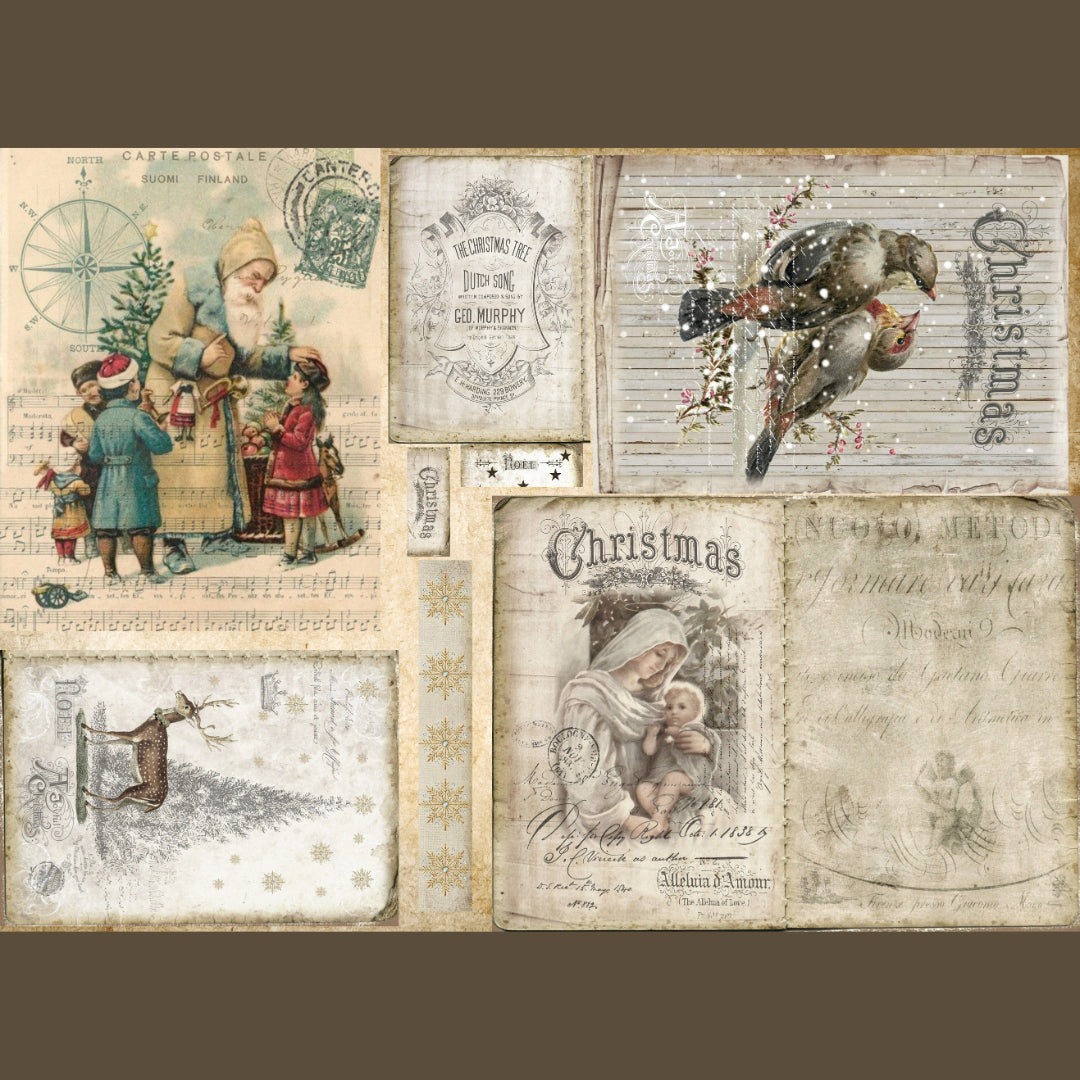 Vintage Christmas Card 4 Decoupage Tissue - Deborah Bucher Designs
