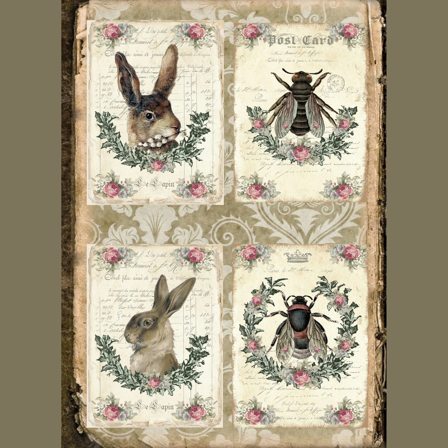 Bees & Bunnies Decoupage Tissue - Deborah Bucher Designs