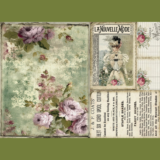 Lavender Floral Decoupage Tissue - Deborah Bucher Designs