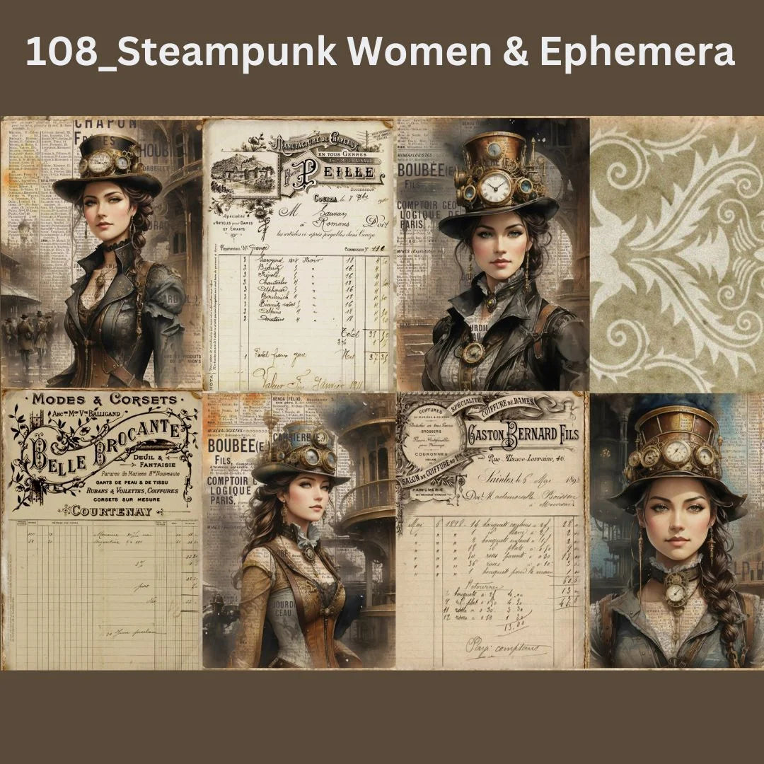 Steampunk Women & Ephemera Decoupage Tissue - Deborah Bucher Designs