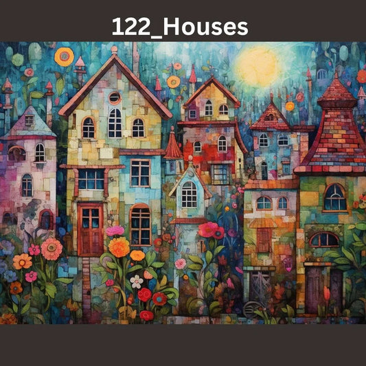 Houses Decoupage Tissue - Deborah Bucher Designs