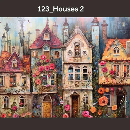 Houses 2 Decoupage Tissue - Deborah Bucher Designs