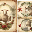 Christmas Sheep Trio Rice Paper (DC120) - Decoupage Central