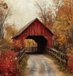 Red Autumn Bridge Tissue Paper 10"x14" (18lb. paper) - Flippin Furniture