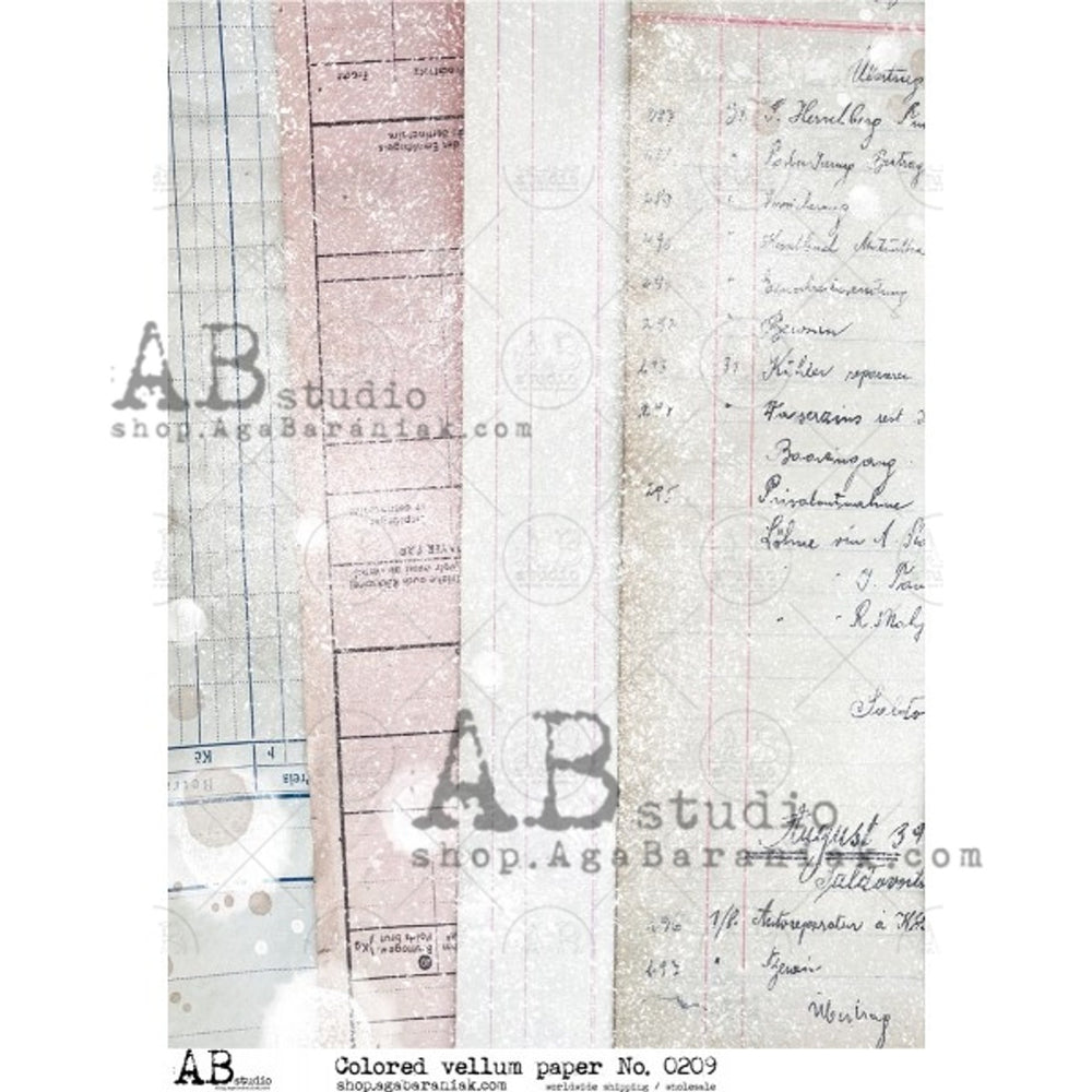 Vintage Pastel Receipts Vellum Paper (0209) - AB Studio