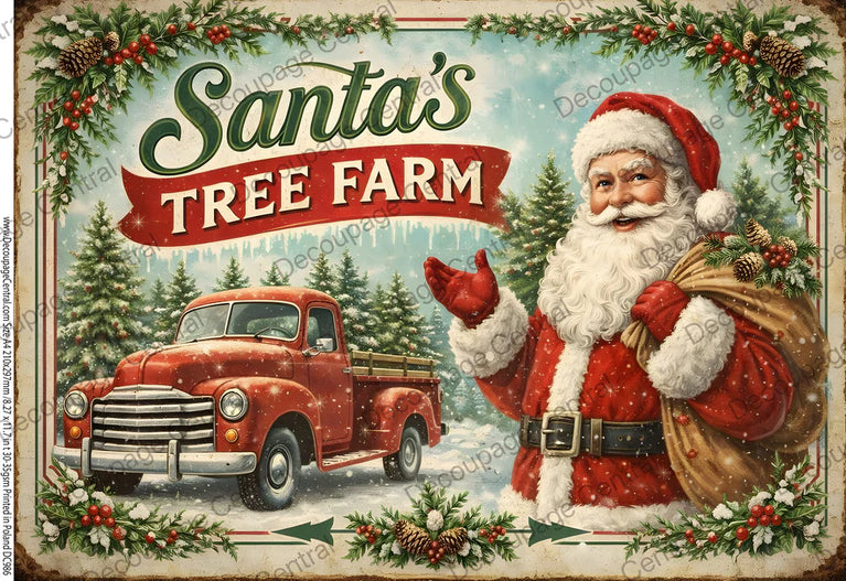 Santa's Tree Farm Rice Paper (DC986) - Decoupage Central