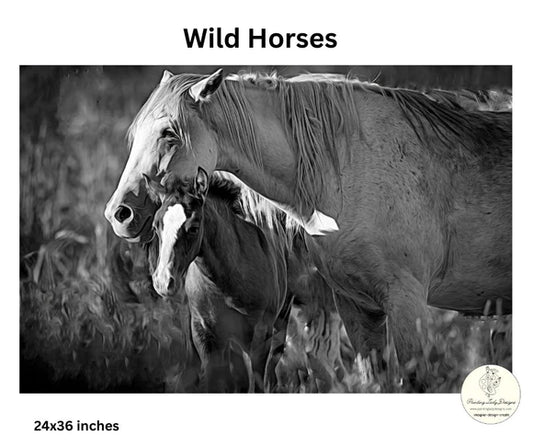 Wild Horses, B&W - Painting Lady Designs