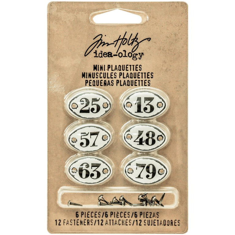Metal Number Plaquettes with Brads by Tim Holtz - NTS
