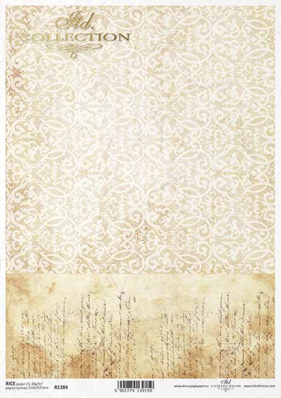 French Script & Pattern Rice Paper- Decoupage Queen