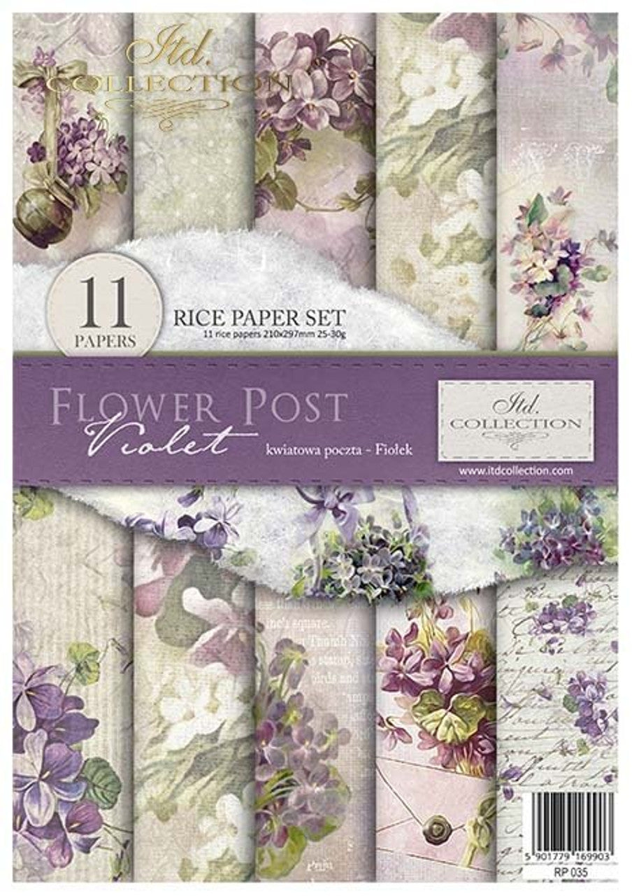 Flower Post, Violet Paper Pack (11 Papers) - Decoupage Queen
