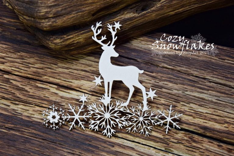 Chipboard Deer on the Snowflakes - Decoupage Queen