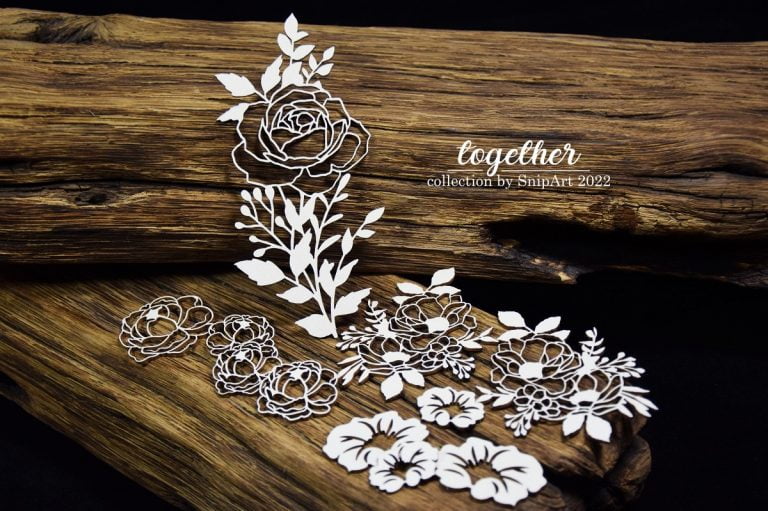 Chipboard Openwork Flowers Set - SnipArt