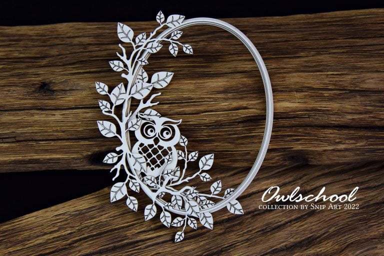 Chipboard Owl Multilayer Oval Frame - SnipArt