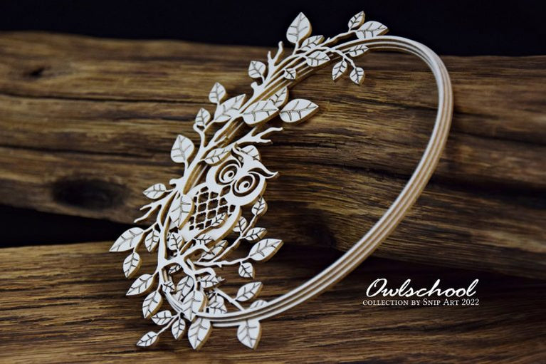 Chipboard Owl Multilayer Oval Frame - SnipArt