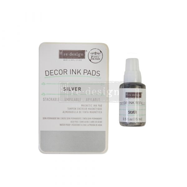 Magnetic Decor Ink Pad + 10 ML Bottle - Silver - ReDesign