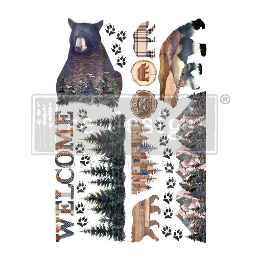 Redesign Décor Transfers®-24"x35"Cabin Getaway Total Sheet Size 24"x35", Cut into 2 Sheets Wall Decals Wallpaper Wall Stickers Murals Decor Furniture Transfer 655350656423