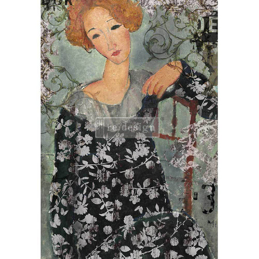 A1 Decoupage Rice Paper Whimsical Lady 23"x33" 655350657055