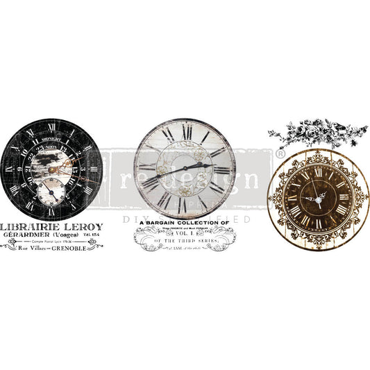 Vintage Clocks, 8.5"x11" - ReDesign Middy Decor Transfer