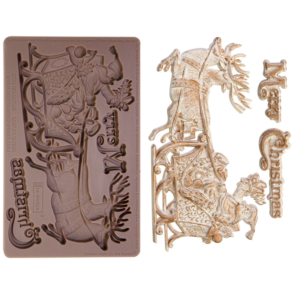 Redesign With Prima ReDesign Decor Moulds® - Santa's Sleigh - 1 pc, 5"x8"x8mm silicone moulds/molds 655350667146