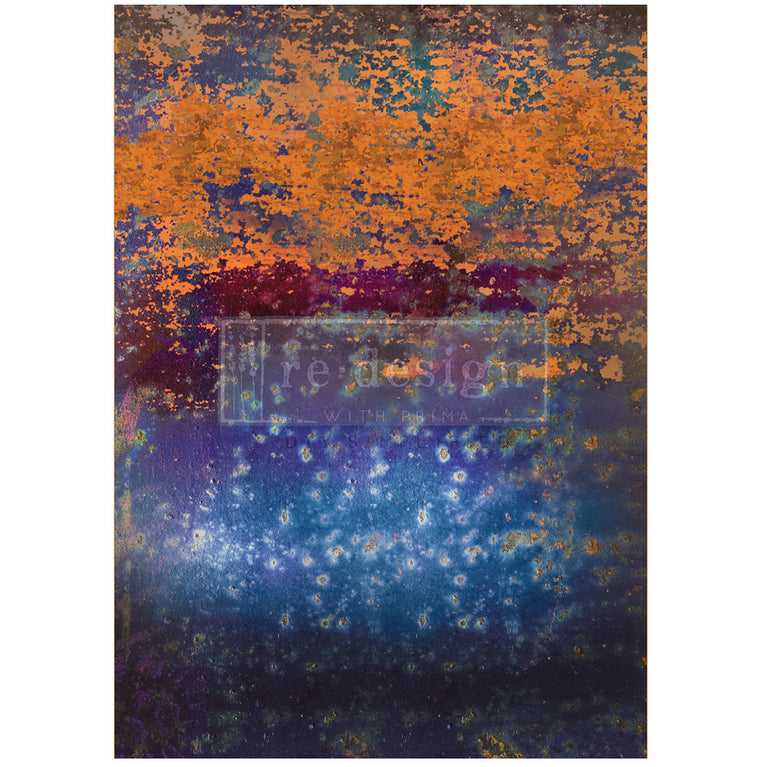 Rustic Blue Rust A1 Decoupage Fiber Paper - ReDesign with Prima
