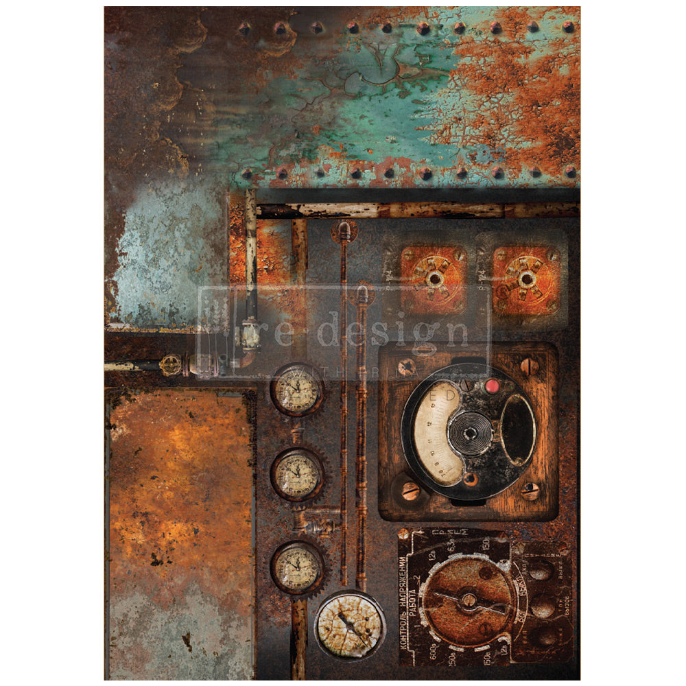 Aged Machinery Elegance - A1 Decoupage Fiber - ReDesign with Prima