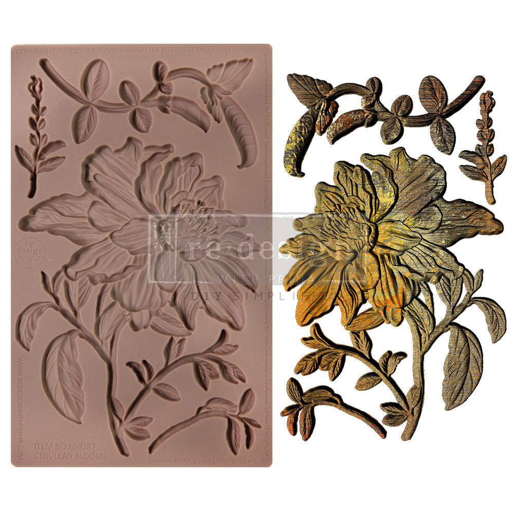 Prima Marketing Redesign 2024 Q1 Decor Moulds® - Cerulean Blooms - 1 pc, 5"x8"x8mm / silicone 655350669287