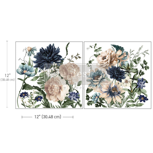 Prima Marketing Redesign 2024 Q1 Maxi Transfers™ - Cerulean Blooms - 2 sheets, 12"x12" / rub-ons 655350669294