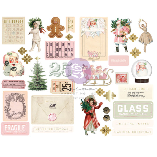 SF-Prima Marketing Chipboard Christmas Market Collection Chipboard - 35 pcs w foil details chipboard stickers