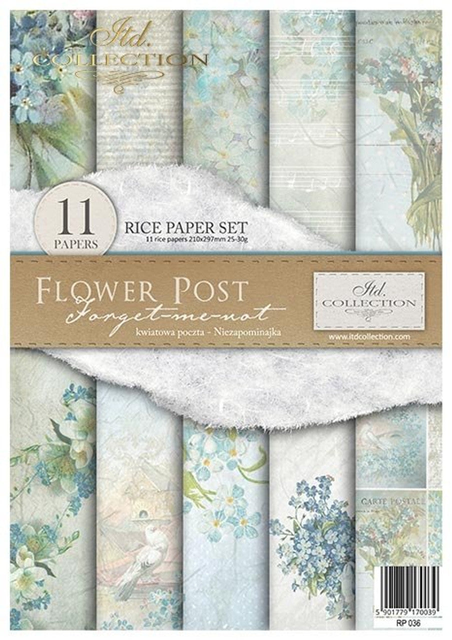 Flower Post, Forget Me Not Paper Pack (11 Papers) - Decoupage Queen
