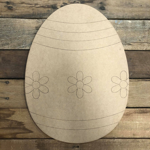 Egg Cutout (No Lines) Wood Shape, Paintable MDF Craft