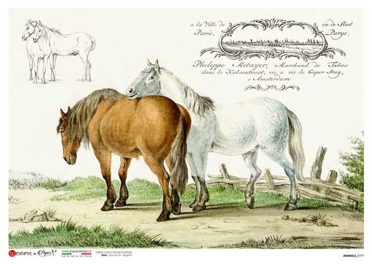 Animals 0197 (Grazing Horses) Rice Paper - Paper Designs