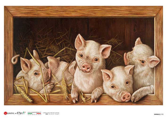 Five Little Pigs Rice Paper- Decoupage Queen