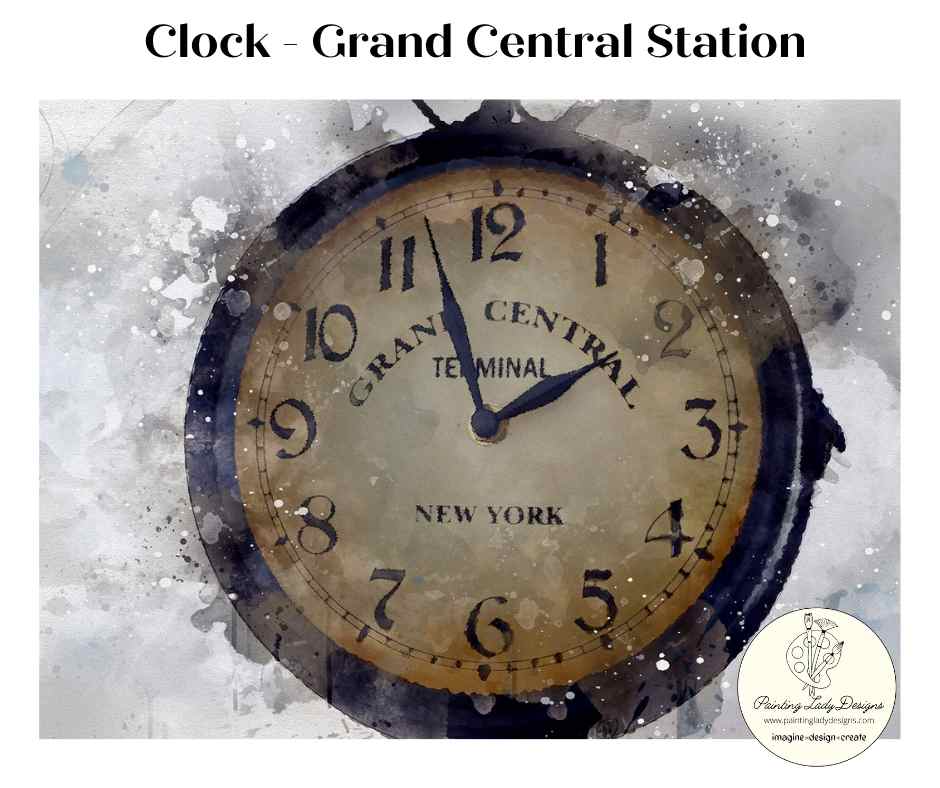 Clock at Grand Central Decoupage Paper - Painting Lady Designs