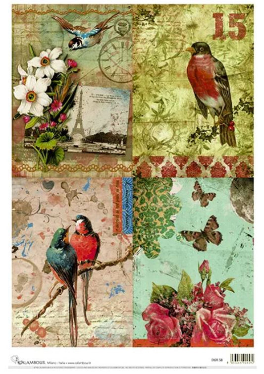 Vintage Birds Rice Paper (DGR 58) - Decoupage Queen
