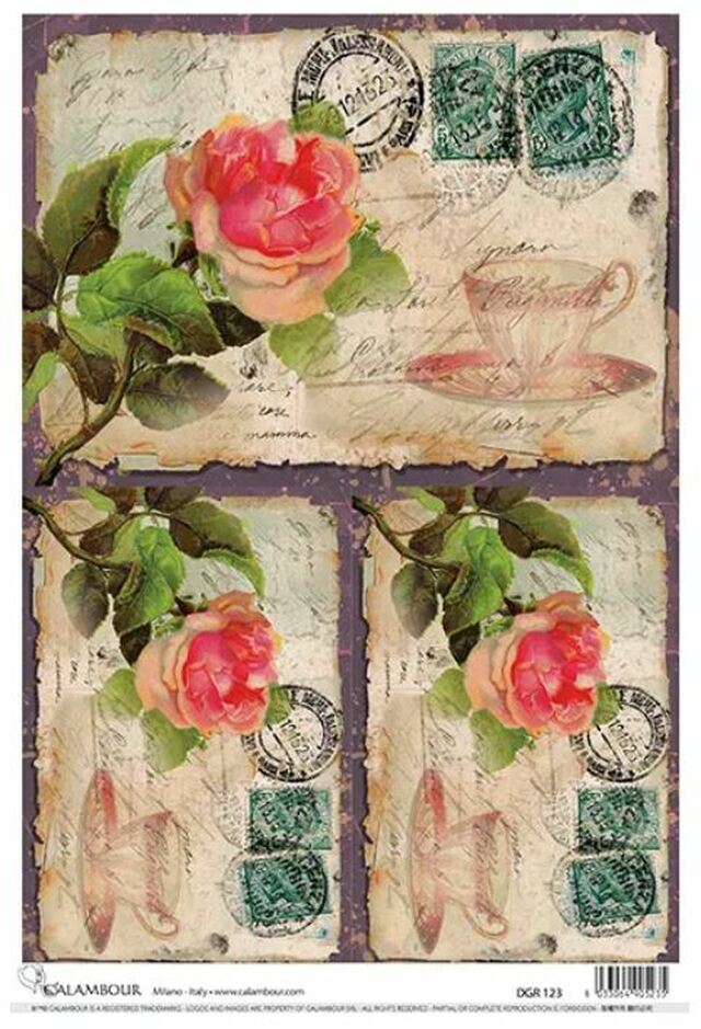 Rose Postcard Rice Paper (DGR 123) - Decoupage Queen