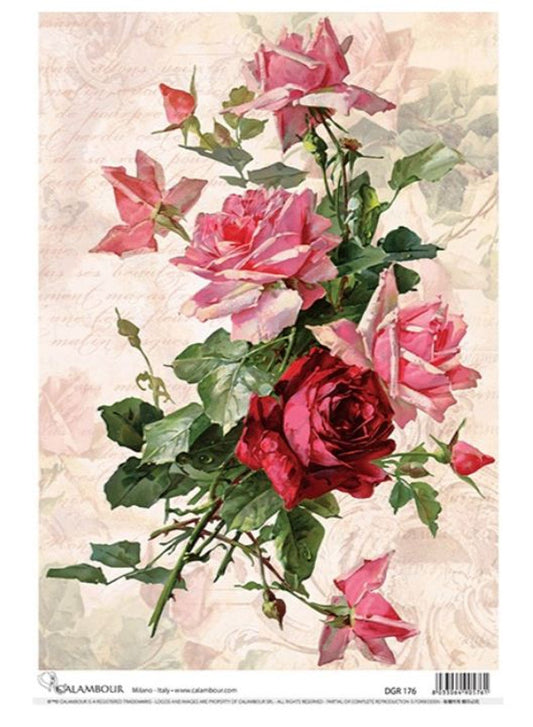 Catherine Klein Pink Swag Roses Rice Paper (DGR 176) - Decoupage Queen