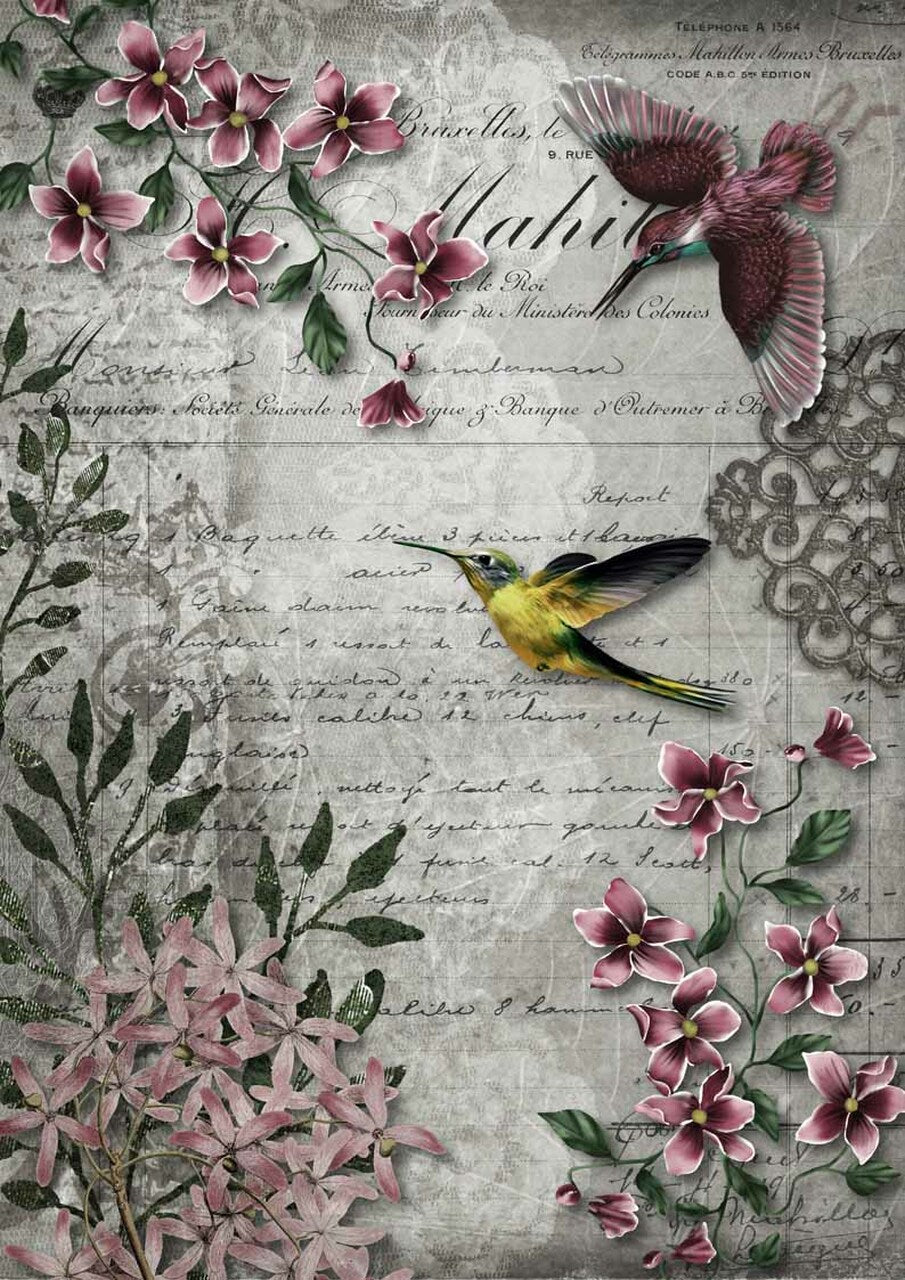 Hummingbird Song Rice Paper- Decoupage Queen