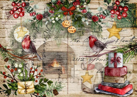 Festive Robins Rice Paper - Decoupage Queen