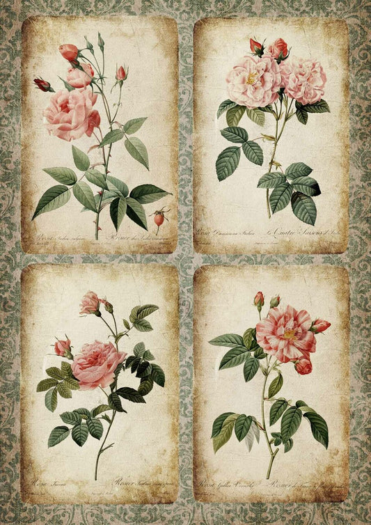 Rose Cards Rice Paper- Decoupage Queen (Retired)