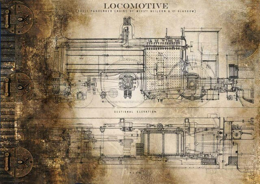 Locomotive Rice Paper- Decoupage Queen