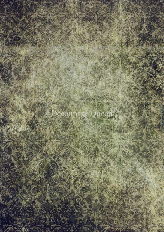 Green Brocade Rice Paper (Retired) - Decoupage Queen