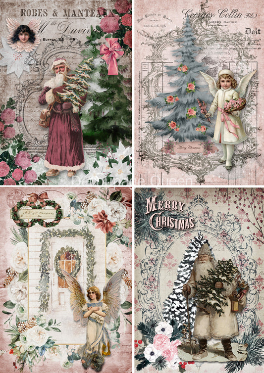 Shabby Christmas 4 Pack Rice Paper - Decoupage Queen