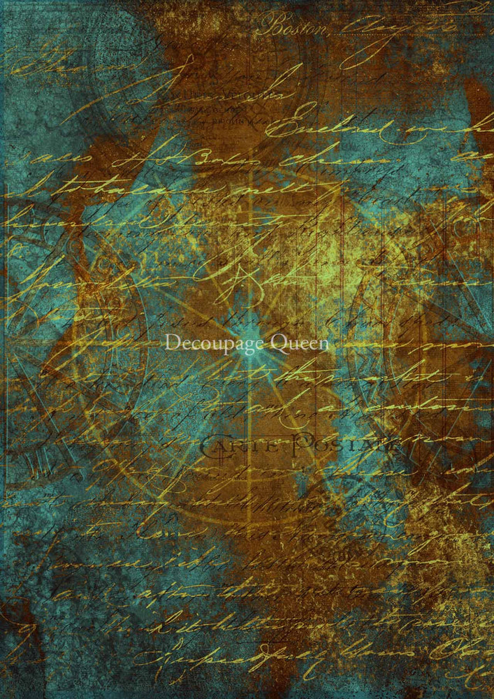 Mapped In Blue Rice Paper - Decoupage Queen