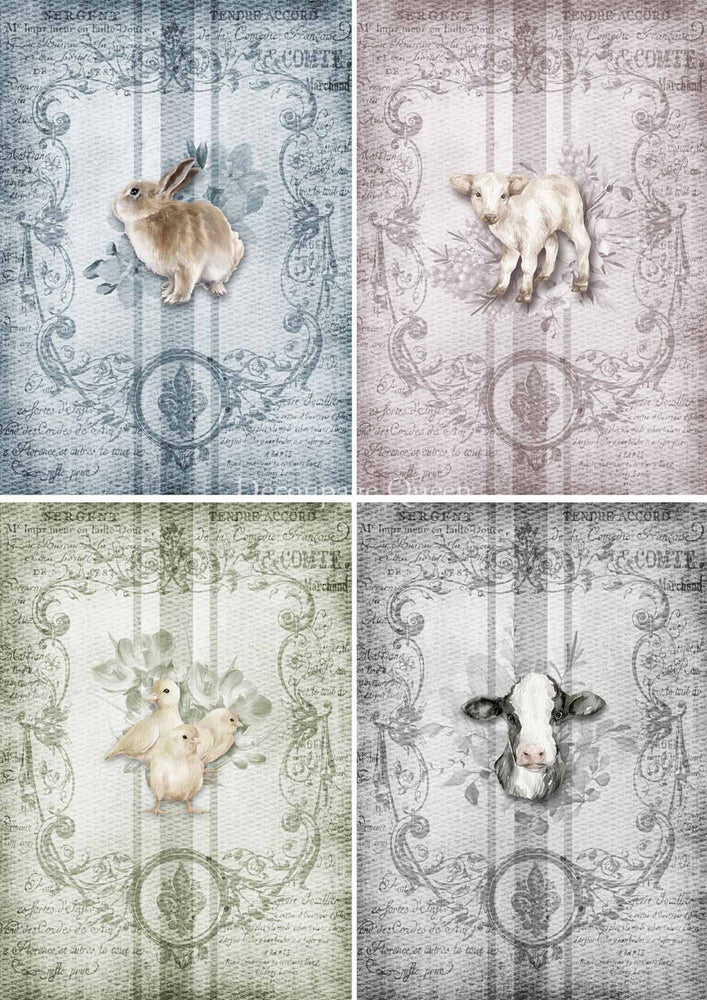 Spring Animals 4 Pack Rice Paper - Decoupage Queen