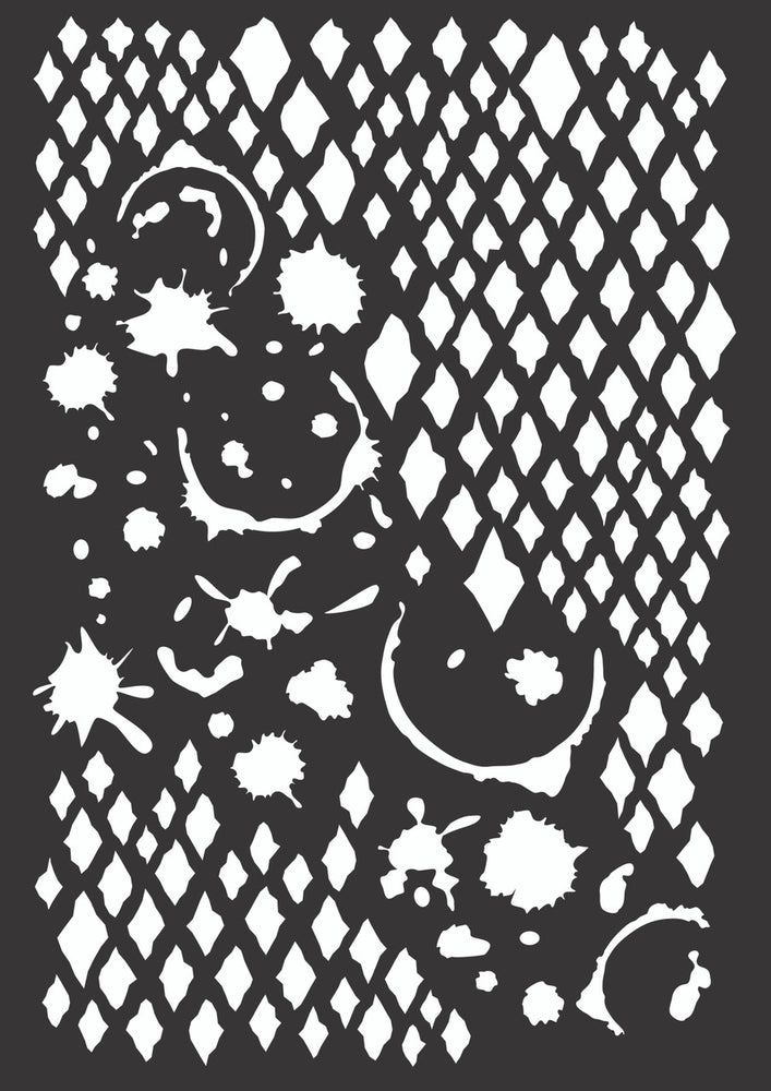 Distressed Diamond Splatter Stencil, A4 - Decoupage Queen