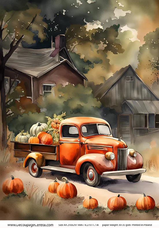 Truck at Home Rice Paper (DC108) - Decoupage Central